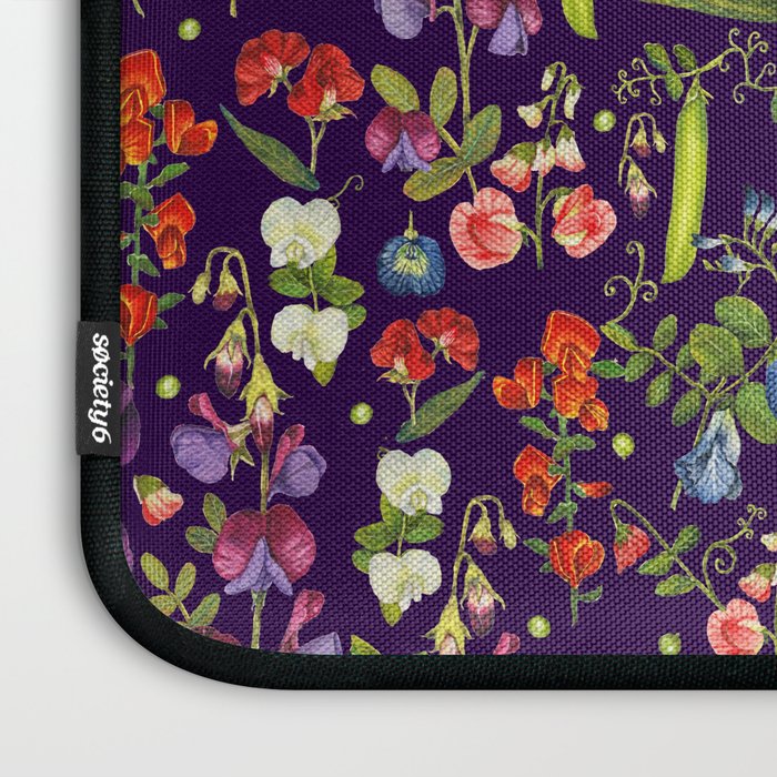 Beautiful Pea Flowers and Peas - dark Laptop Sleeve Gallery Image 3