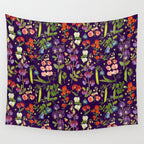 Beautiful Pea Flowers and Peas - dark Wall Tapestry Gallery Image 4