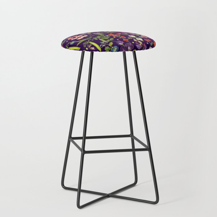 Beautiful Pea Flowers and Peas - dark Stool Gallery Image 1