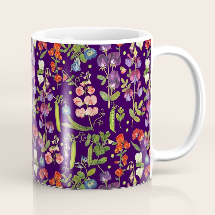 Beautiful Pea Flowers and Peas - dark Coffee Mug Gallery Image 1
