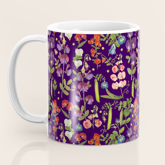 Beautiful Pea Flowers and Peas - dark Coffee Mug Gallery Image 3