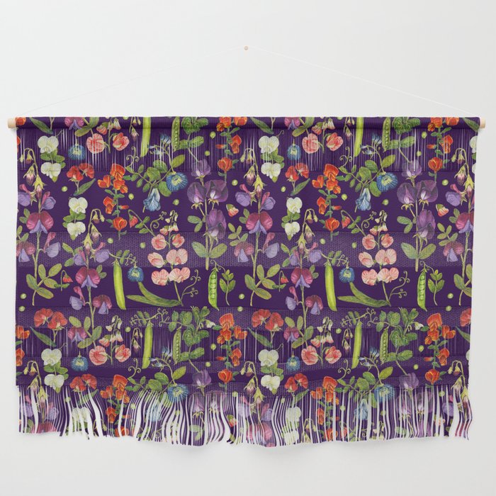 Beautiful Pea Flowers and Peas - dark Wall Hanging Gallery Image 1