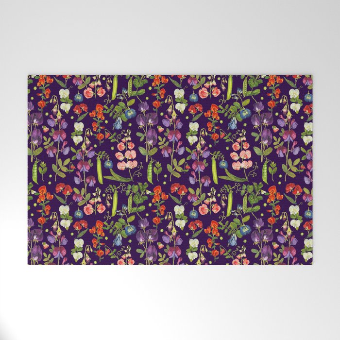 Beautiful Pea Flowers and Peas - dark Welcome Mat Gallery Image 1