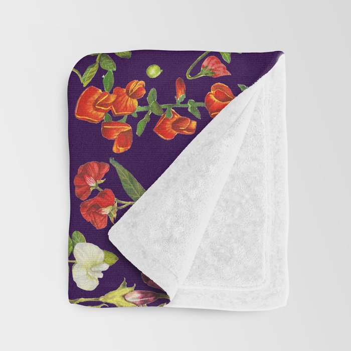 Beautiful Pea Flowers and Peas - dark Throw Blanket Gallery Image 3
