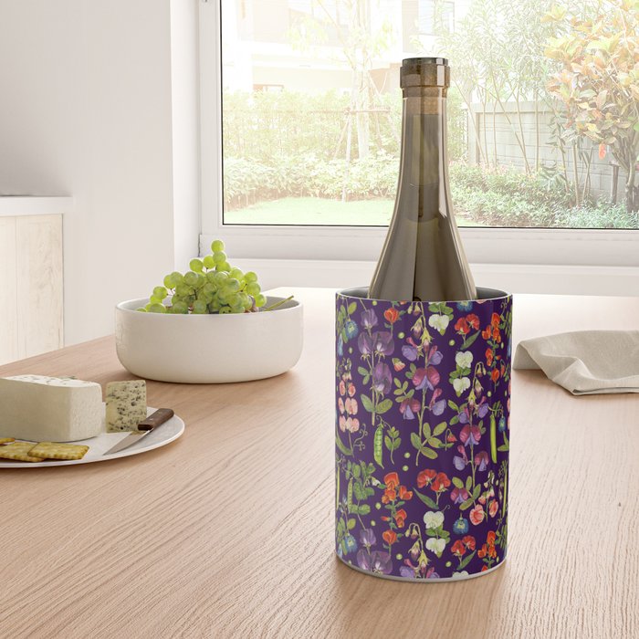 Beautiful Pea Flowers and Peas - dark Wine Chiller Gallery Image 4