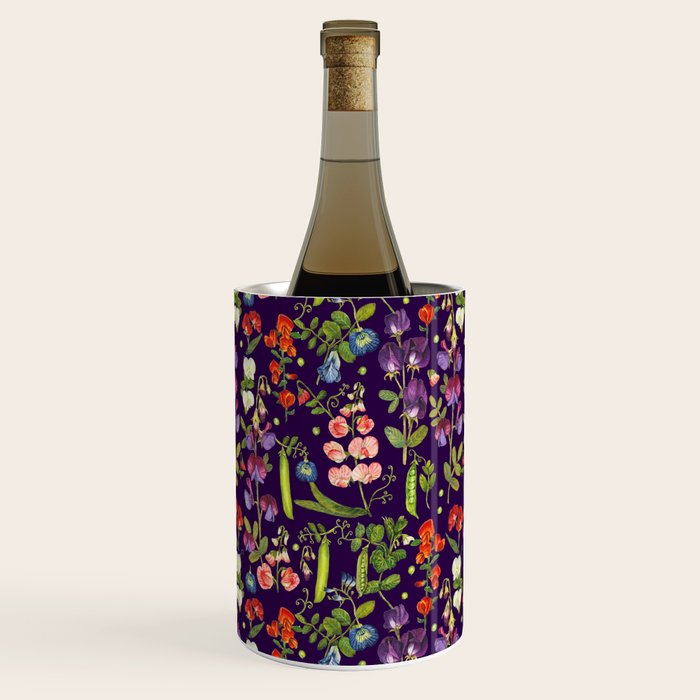 Beautiful Pea Flowers and Peas - dark Wine Chiller Gallery Image 3