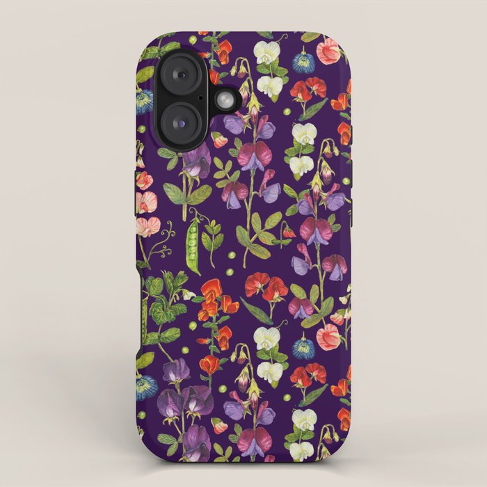 Beautiful Pea Flowers and Peas - dark iPhone Case Gallery Image 1