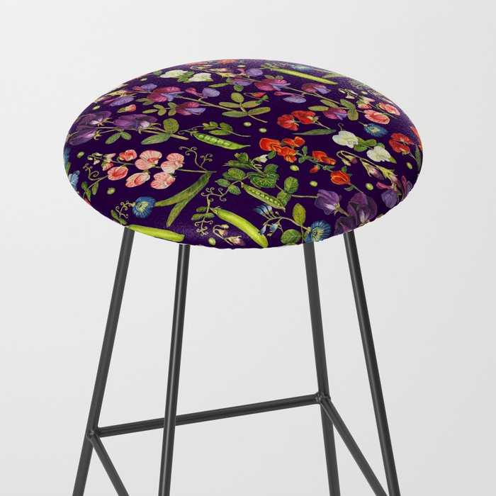 Beautiful Pea Flowers and Peas - dark Stool Gallery Image 2