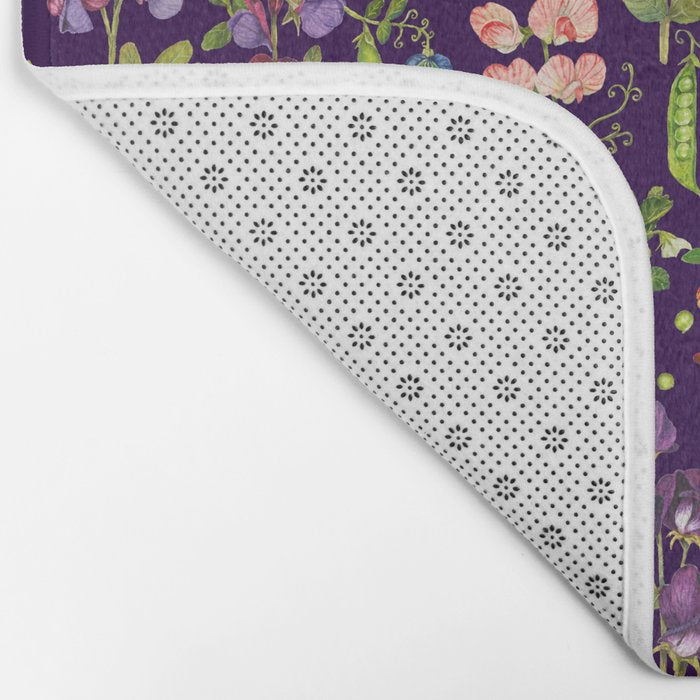 Beautiful Pea Flowers and Peas - dark Bath Mat Gallery Image 2