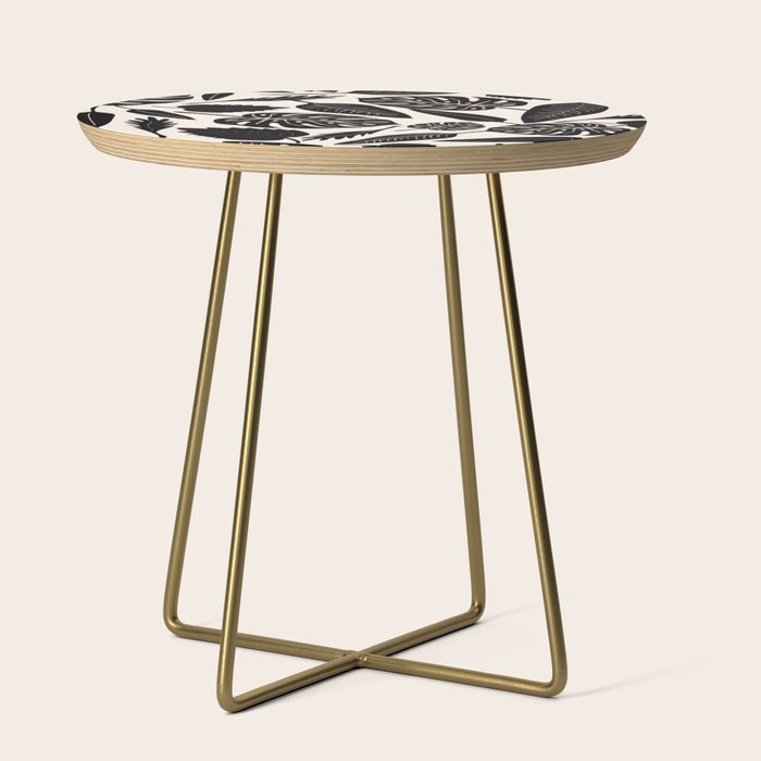 Monstera leaves Black and beige Side Table Gallery Image 1