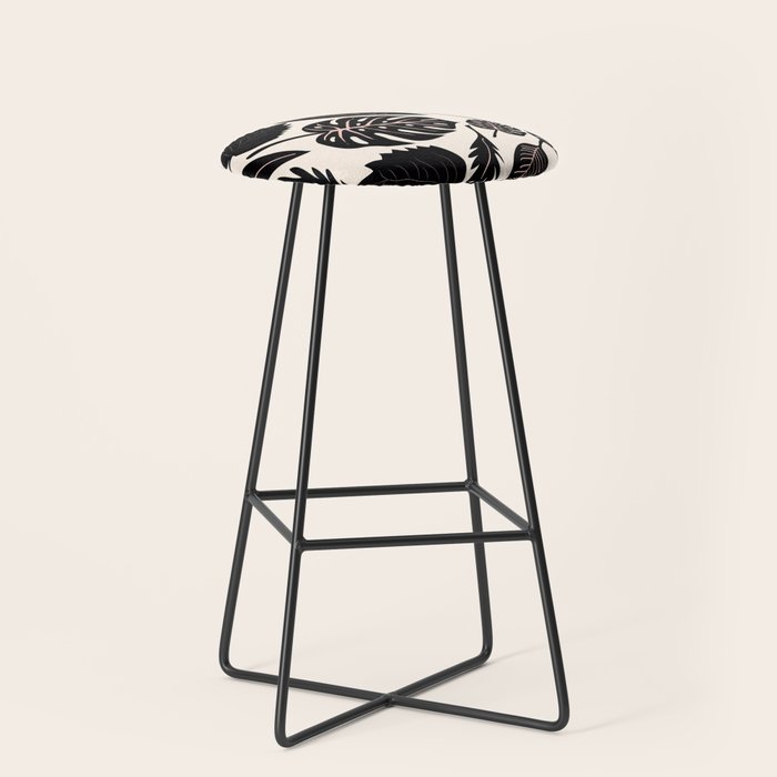 Monstera leaves Black and beige Stool Gallery Image 1