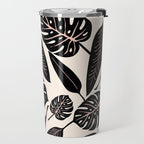 Monstera leaves Black and beige Travel Mug Gallery Image 2