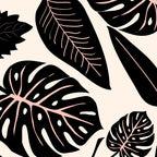 Monstera leaves Black and beige Coffee Mug Gallery Image 2