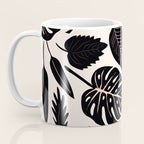 Monstera leaves Black and beige Coffee Mug Gallery Image 3