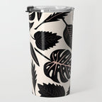 Monstera leaves Black and beige Travel Mug Gallery Image 3