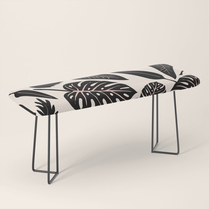 Monstera leaves Black and beige Bench Gallery Image 1