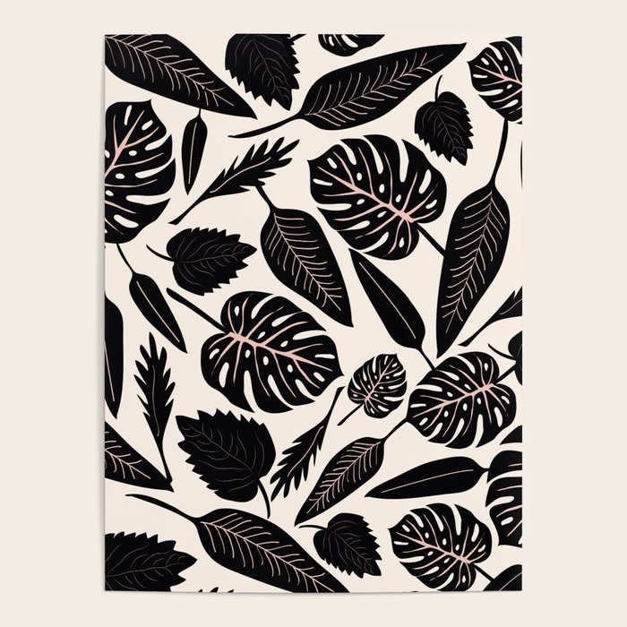 Monstera leaves Black and beige Poster Gallery Image 4
