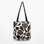 Monstera leaves Black and beige Tote Bag Gallery Image 2