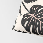 Monstera leaves Black and beige Pillow Sham Gallery Image 4