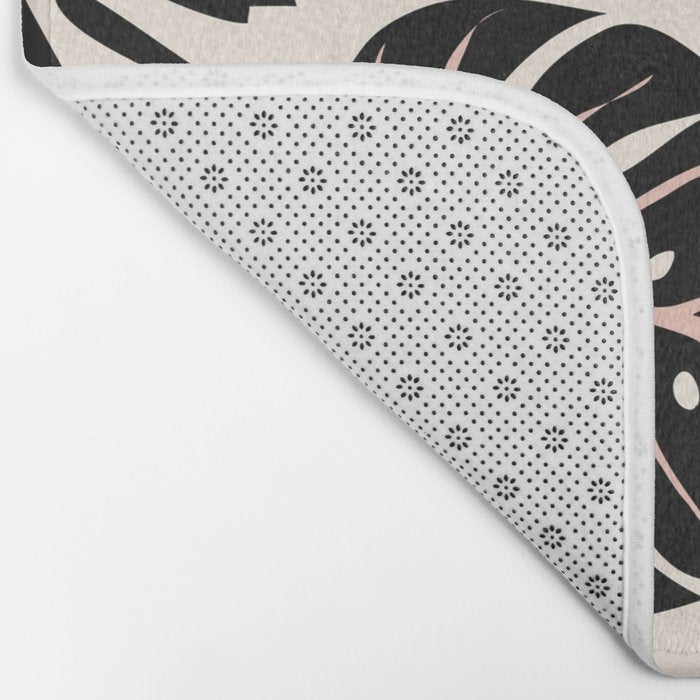 Monstera leaves Black and beige Bath Mat Gallery Image 2