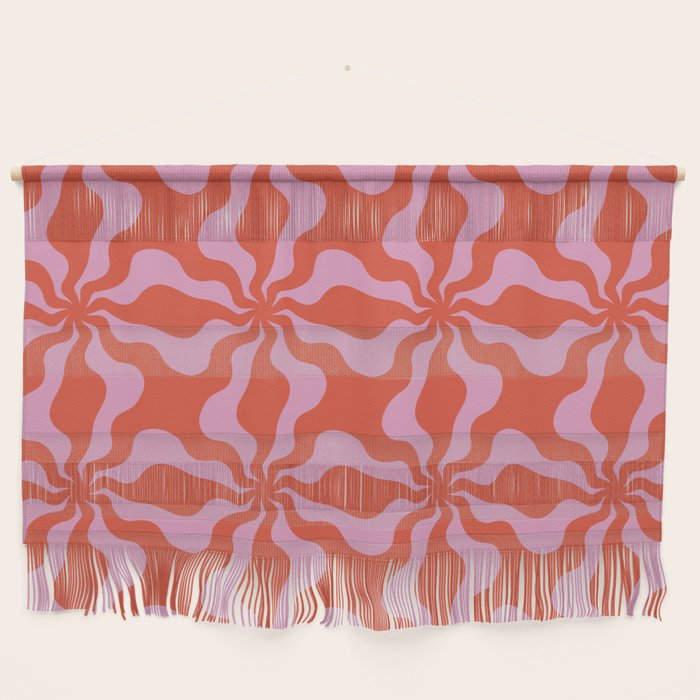 Retro Orange Pink Abstract 70s Pattern Wall Hanging Gallery Image 1