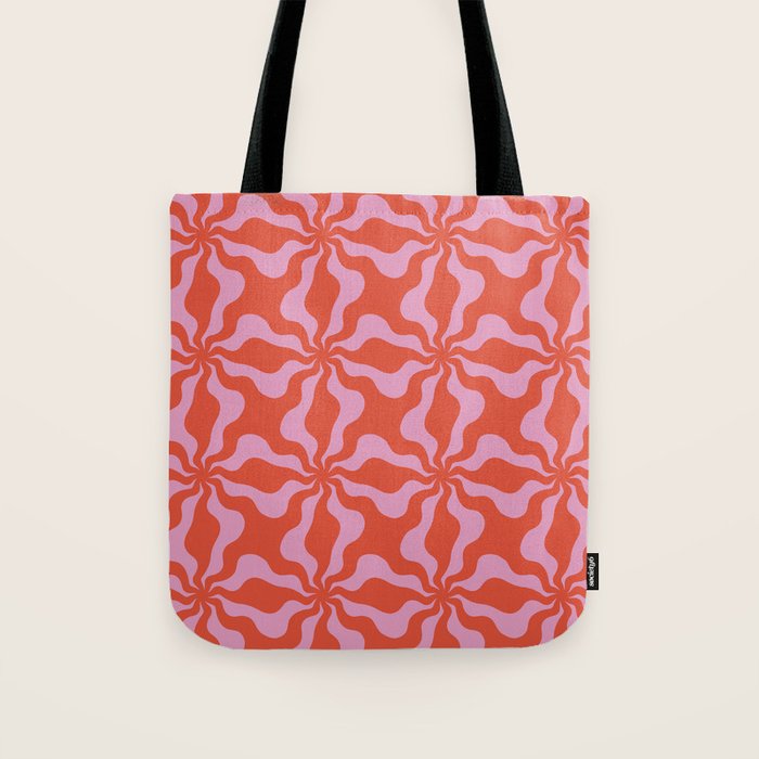 Retro Orange Pink Abstract 70s Pattern Tote Bag Gallery Image 1