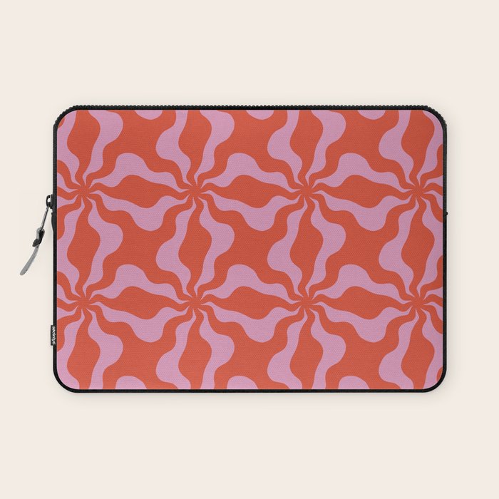 Retro Orange Pink Abstract 70s Pattern Laptop Sleeve Gallery Image 1