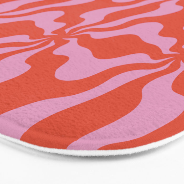 Retro Orange Pink Abstract 70s Pattern Bath Mat Gallery Image 3