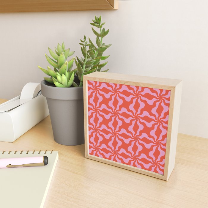 Retro Orange Pink Abstract 70s Pattern Mini Art Print Gallery Image 2