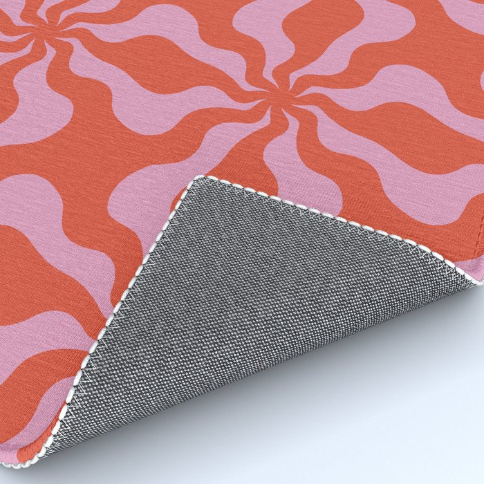 Retro Orange Pink Abstract 70s Pattern Rug Gallery Image 4