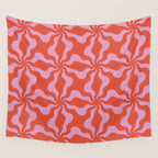 Retro Orange Pink Abstract 70s Pattern Wall Tapestry Gallery Image 4