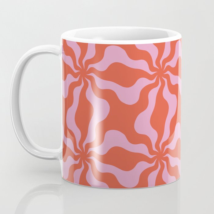 Retro Orange Pink Abstract 70s Pattern Coffee Mug Gallery Image 3