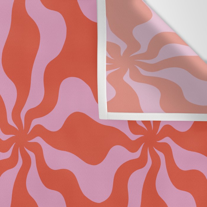 Retro Orange Pink Abstract 70s Pattern Wall Tapestry Gallery Image 3