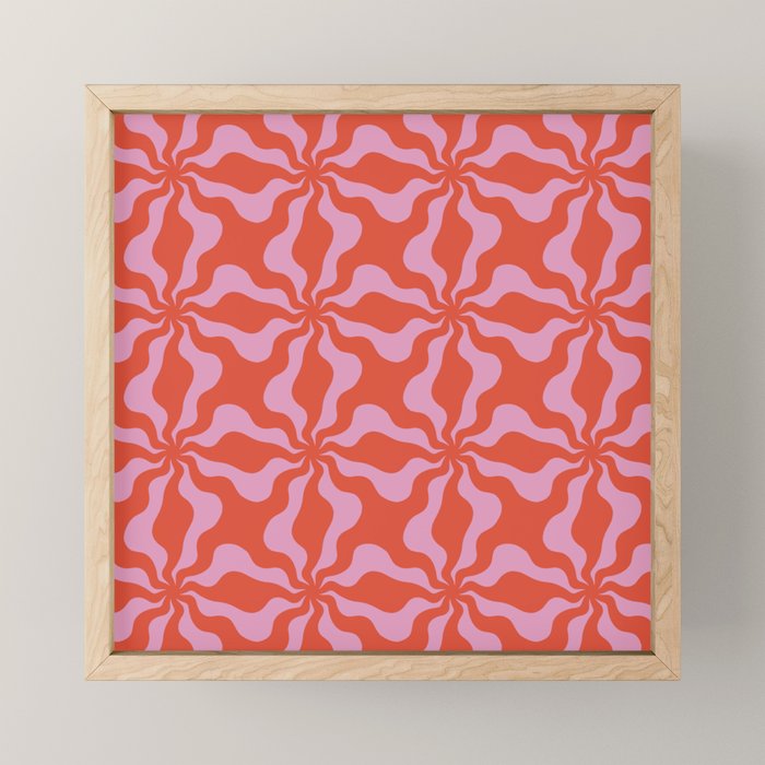 Retro Orange Pink Abstract 70s Pattern Mini Art Print Gallery Image 1
