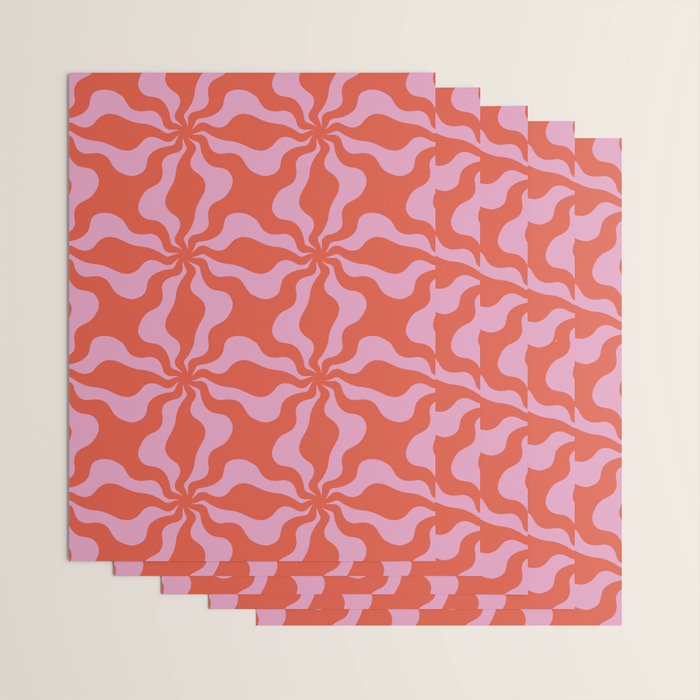 Retro Orange Pink Abstract 70s Pattern Wrapping Paper Gallery Image 3