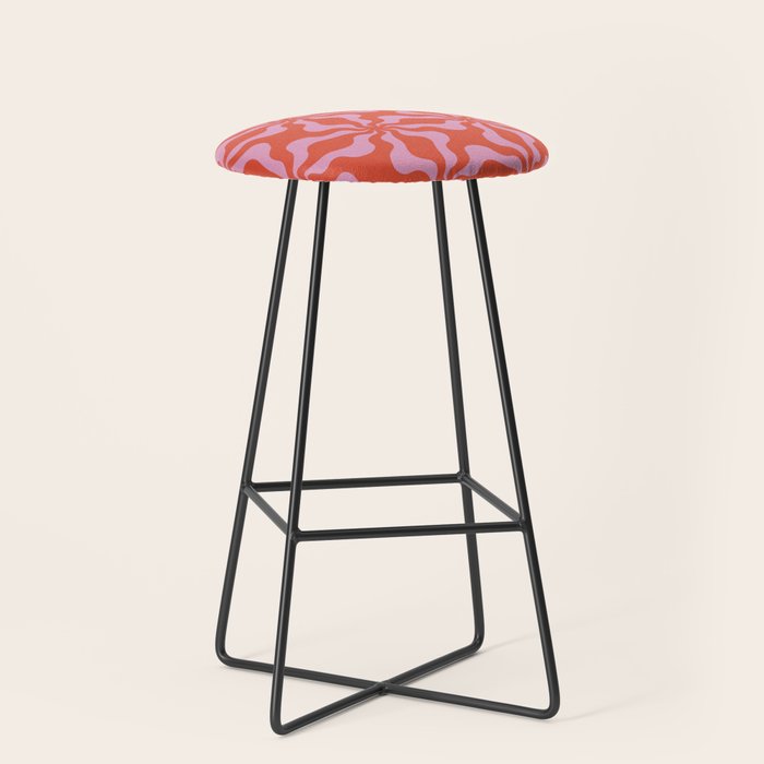 Retro Orange Pink Abstract 70s Pattern Stool Gallery Image 1