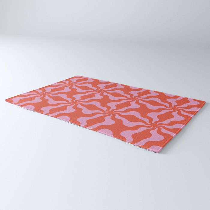 Retro Orange Pink Abstract 70s Pattern Rug Gallery Image 3