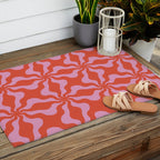 Retro Orange Pink Abstract 70s Pattern Outdoor Rug Gallery Image 2