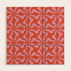 Retro Orange Pink Abstract 70s Pattern Wood Wall Art Gallery Image 1