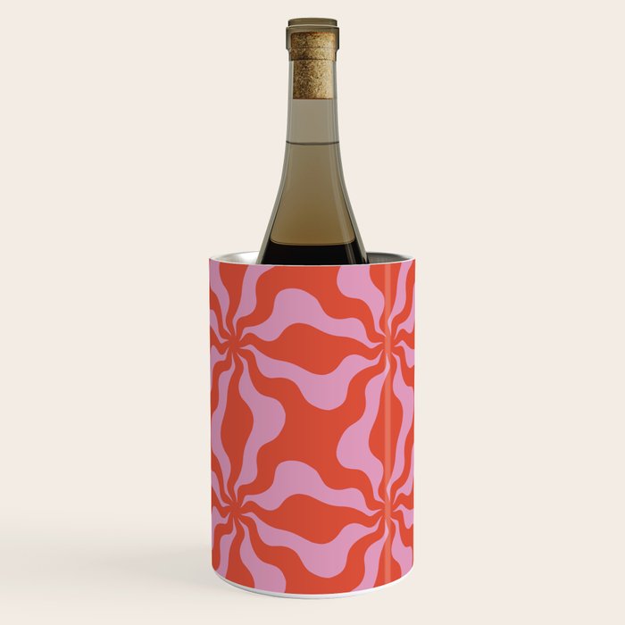 Retro Orange Pink Abstract 70s Pattern Wine Chiller Gallery Image 1
