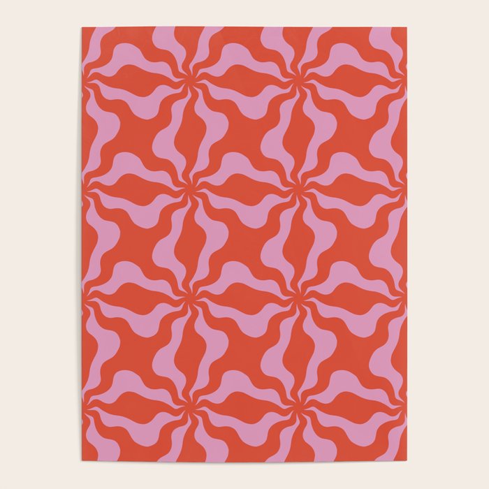 Retro Orange Pink Abstract 70s Pattern Poster Gallery Image 4