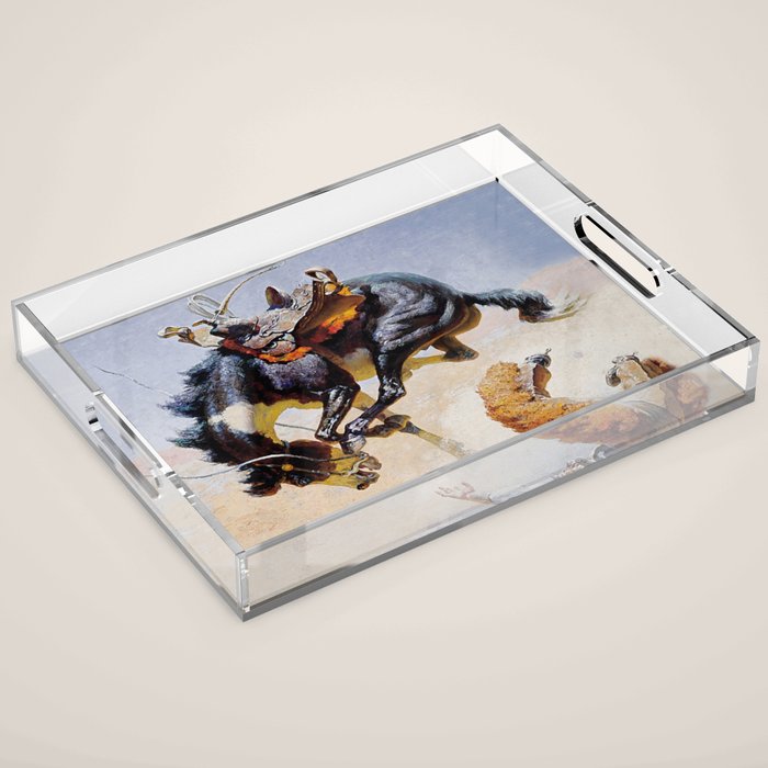 âBucking Horseâ Western Vintage Art Acrylic Tray Gallery Image 1