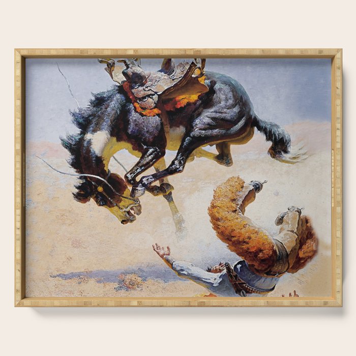 âBucking Horseâ Western Vintage Art Serving Tray Gallery Image 1