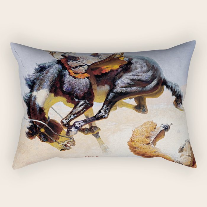 âBucking Horseâ Western Vintage Art Rectangular Pillow Gallery Image 2