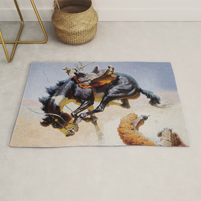 âBucking Horseâ Western Vintage Art Rug Gallery Image 1
