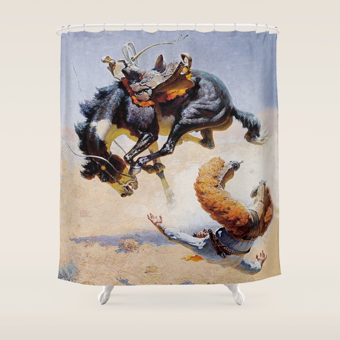 âBucking Horseâ Western Vintage Art Shower Curtain Gallery Image 1