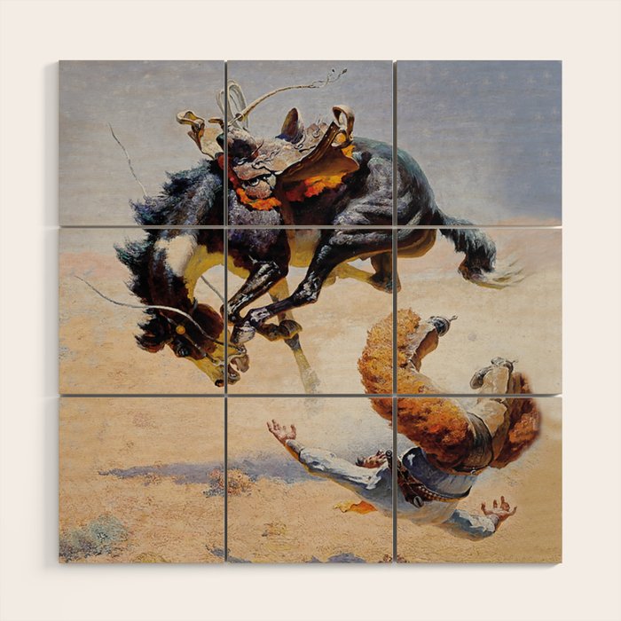 âBucking Horseâ Western Vintage Art Wood Wall Art Gallery Image 1