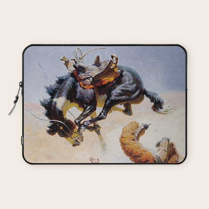 âBucking Horseâ Western Vintage Art Laptop Sleeve Gallery Image 1