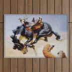 âBucking Horseâ Western Vintage Art Outdoor Rug Gallery Image 1