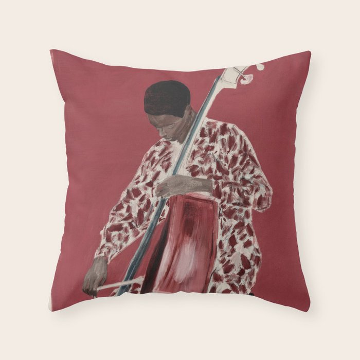 The Double Bassist Throw Pillow Gallery Image 1